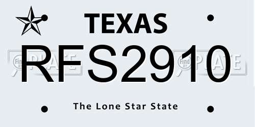 RFS2910 Texas License Plate