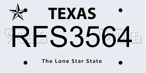 RFS3564 Texas License Plate