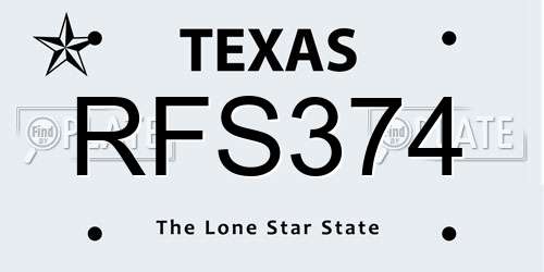 RFS374 Texas License Plate