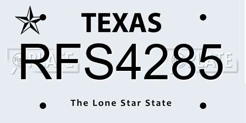 RFS4285 Texas License Plate