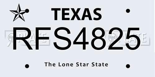 RFS4825 Texas License Plate