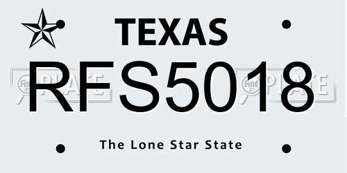 RFS5018 Texas License Plate