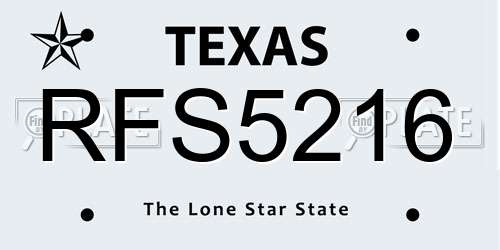 RFS5216 Texas License Plate