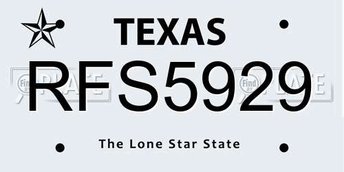 RFS5929 Texas License Plate