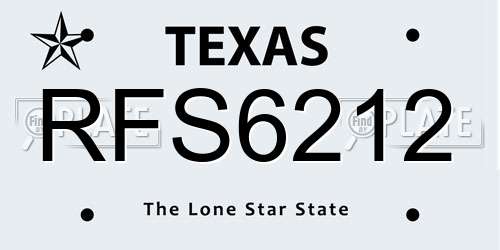 RFS6212 Texas License Plate