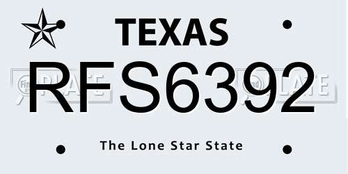 RFS6392 Texas License Plate