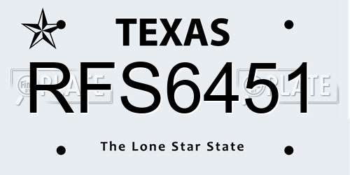 RFS6451 Texas License Plate