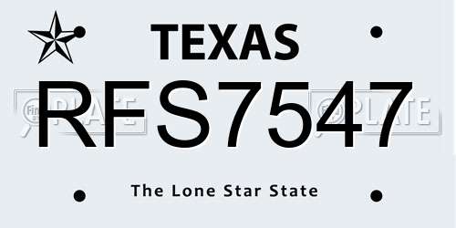 RFS7547 Texas License Plate