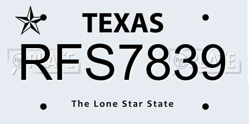 RFS7839 Texas License Plate