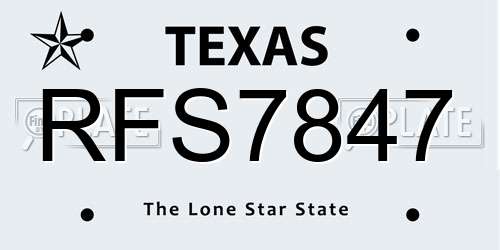 RFS7847 Texas License Plate