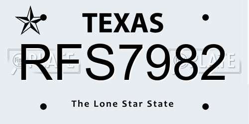 RFS7982 Texas License Plate