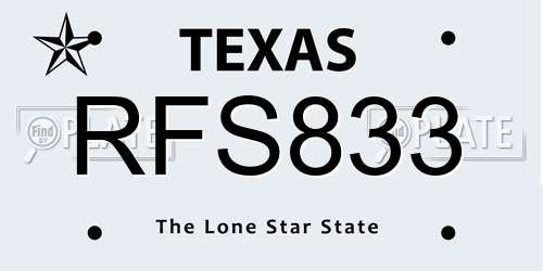 RFS833 Texas License Plate