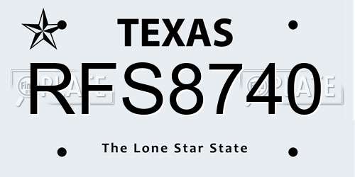 RFS8740 Texas License Plate