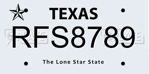 RFS8789 Texas License Plate