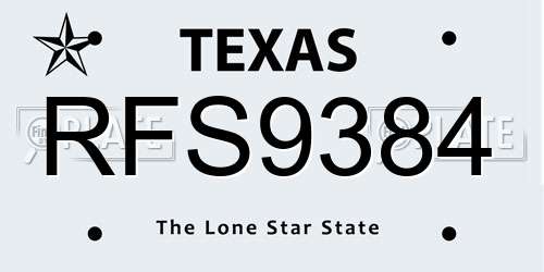 RFS9384 Texas License Plate