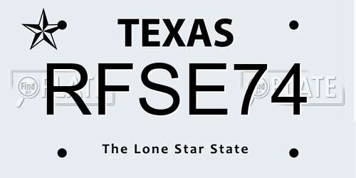 RFSE74 Texas License Plate
