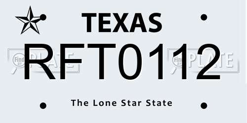 RFT0112 Texas License Plate