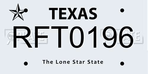 RFT0196 Texas License Plate
