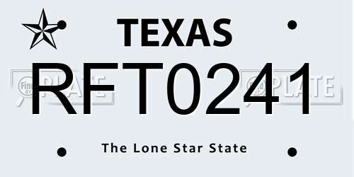 RFT0241 Texas License Plate