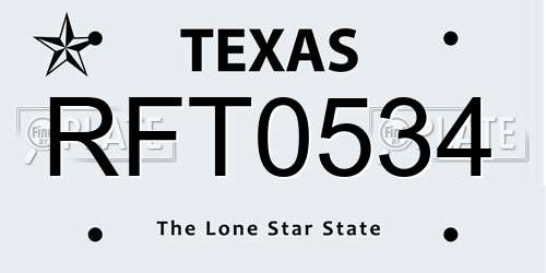 RFT0534 Texas License Plate