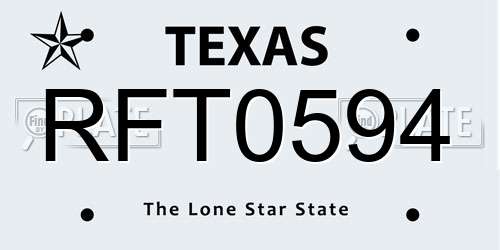 RFT0594 Texas License Plate