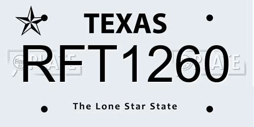 RFT1260 Texas License Plate