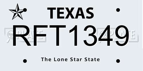 RFT1349 Texas License Plate
