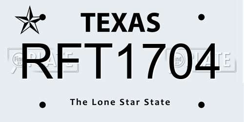 RFT1704 Texas License Plate