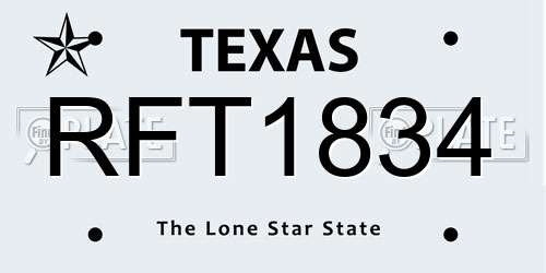 RFT1834 Texas License Plate