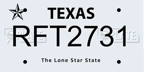RFT2731 Texas License Plate