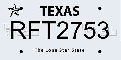RFT2753 Texas License Plate