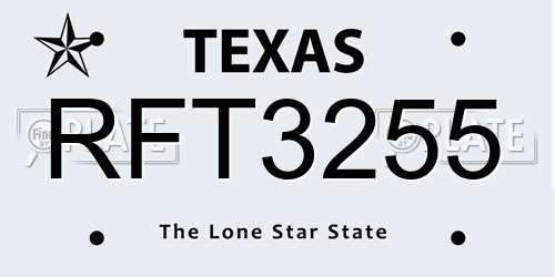 RFT3255 Texas License Plate