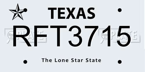 RFT3715 Texas License Plate