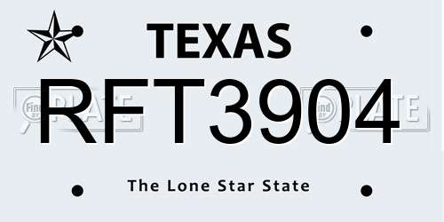 RFT3904 Texas License Plate