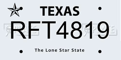 RFT4819 Texas License Plate