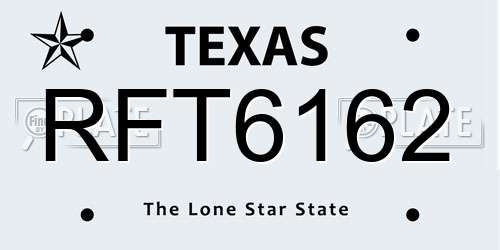 RFT6162 Texas License Plate