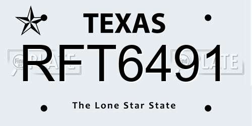 RFT6491 Texas License Plate