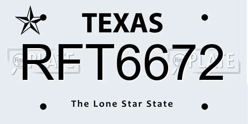 RFT6672 Texas License Plate