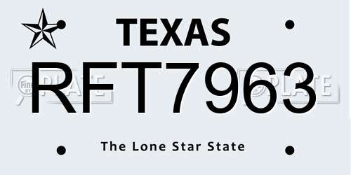 RFT7963 Texas License Plate