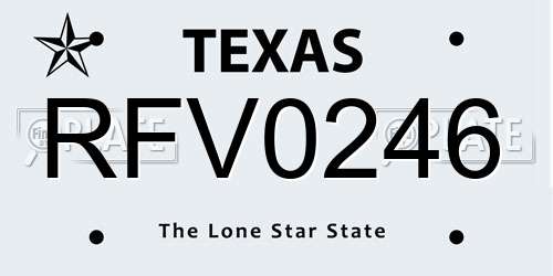 RFV0246 Texas License Plate