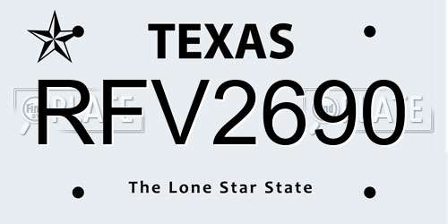 RFV2690 Texas License Plate