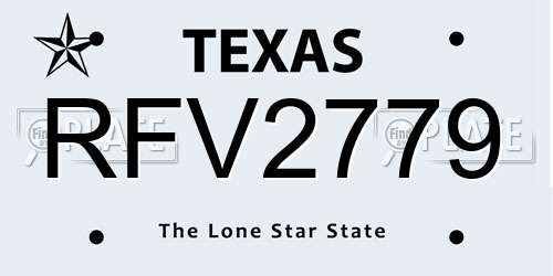 RFV2779 Texas License Plate