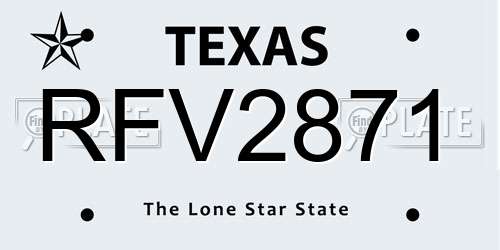 RFV2871 Texas License Plate