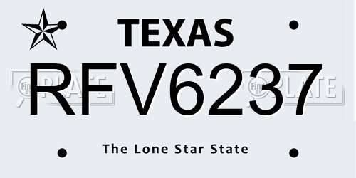 RFV6237 Texas License Plate