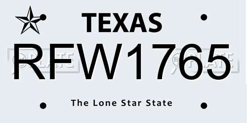 RFW1765 Texas License Plate