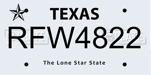 RFW4822 Texas License Plate