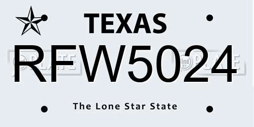 RFW5024 Texas License Plate