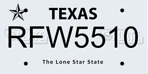 RFW5510 Texas License Plate
