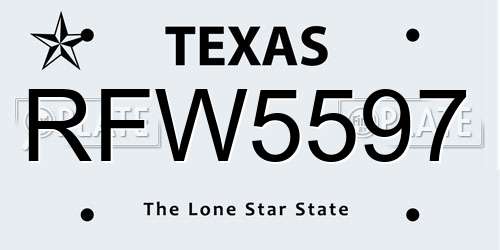 RFW5597 Texas License Plate