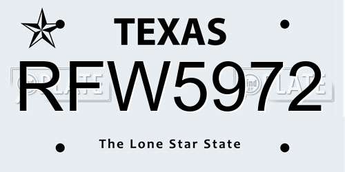 RFW5972 Texas License Plate